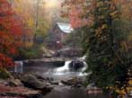 Mountain Stream and Cabin